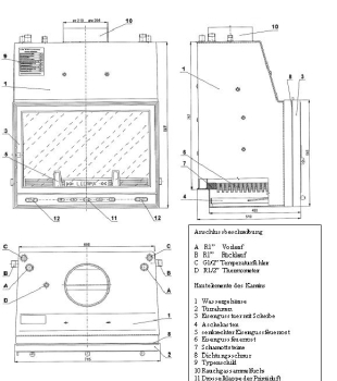 14,9 KW chimney insert water-leading